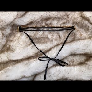 Faux Leather and Chain Layered Choker